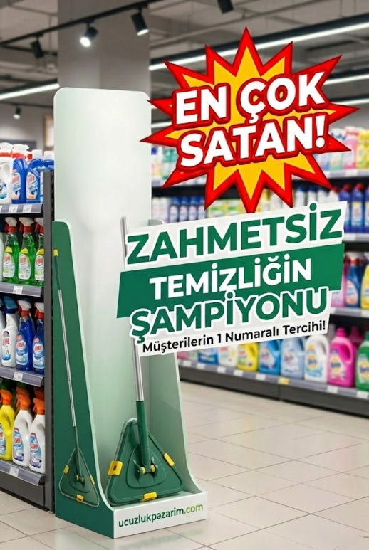 2 Bezli Üçgen Çek Çekli Mop Islak Mendil Uyumlu